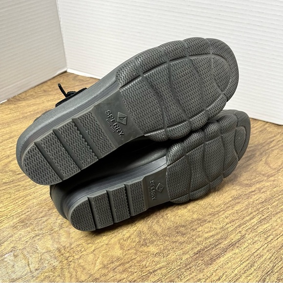 Sperry Black Gray Women’s Pull On Side Zip Side Lace Duck Boots Size 10 - Picture 9 of 13